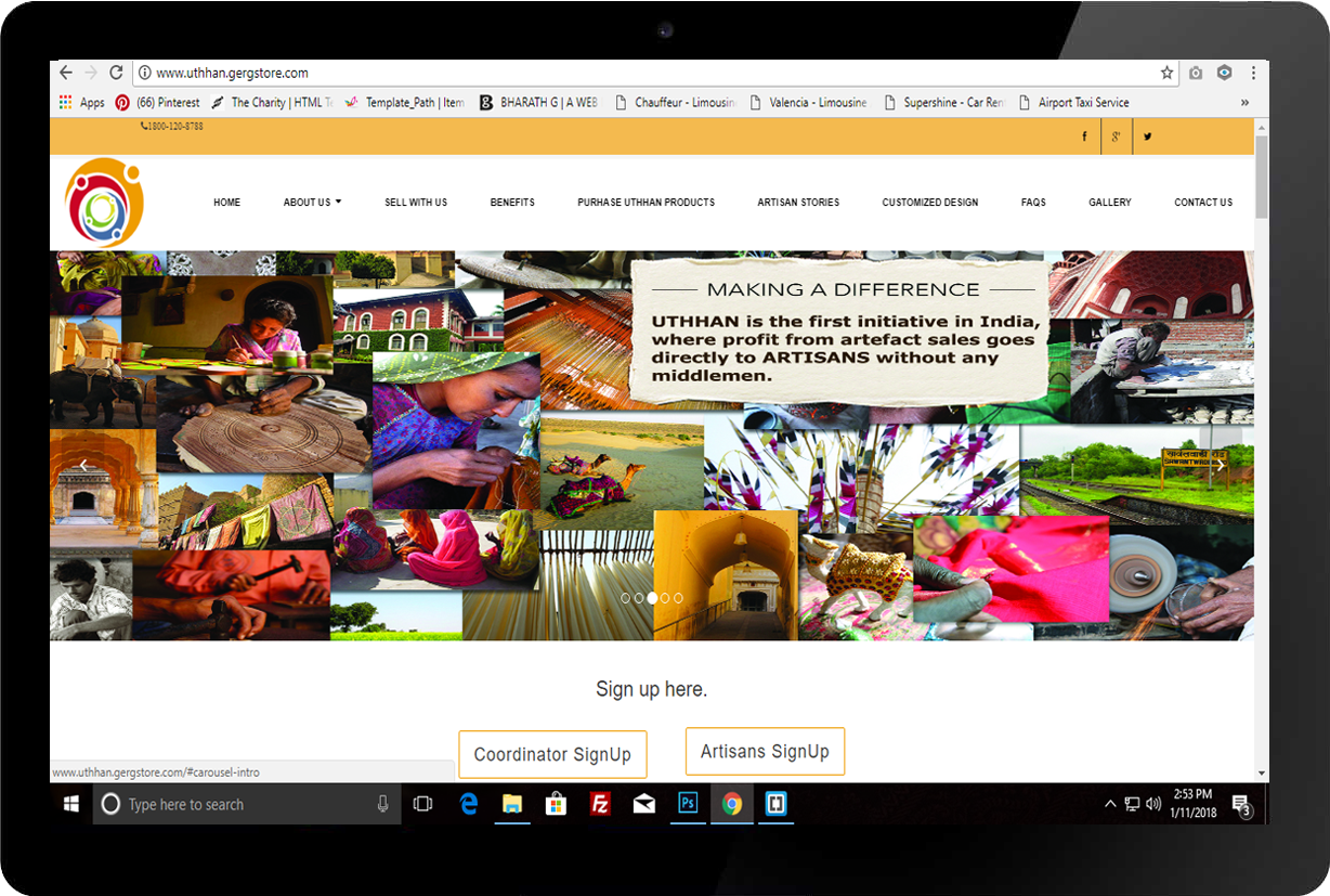 Uthhan artisan initiative website